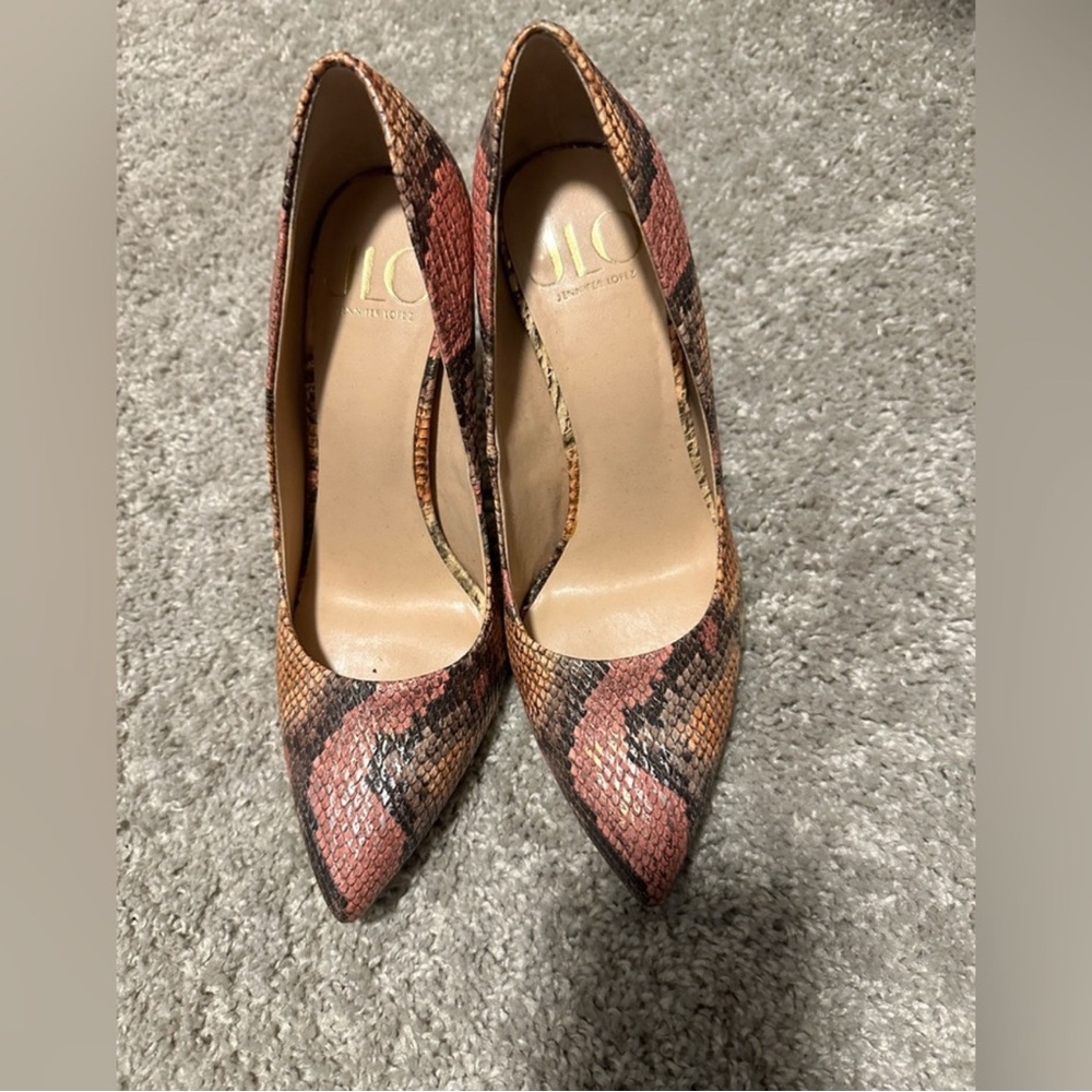 Jennifer Lopez Pink and Brown Stiletto Heels